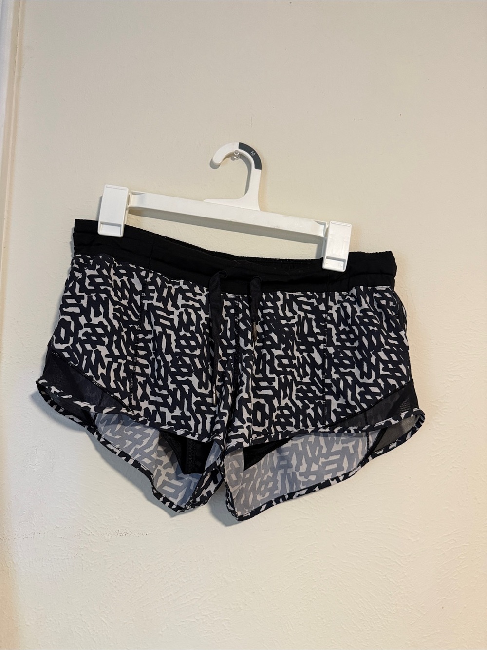 lululemon athletica Black and White Geometric Athletic Shorts